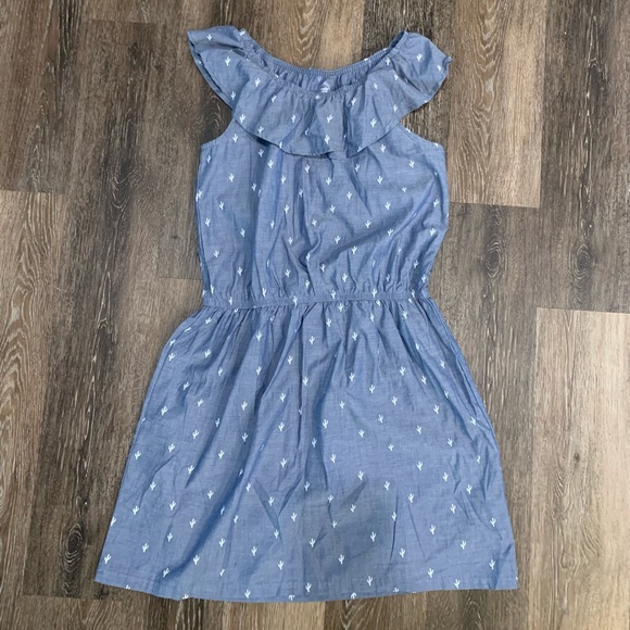 wonder nation Other - Wonder Nation Blue Denim Cactus Ruffle Dress Plus